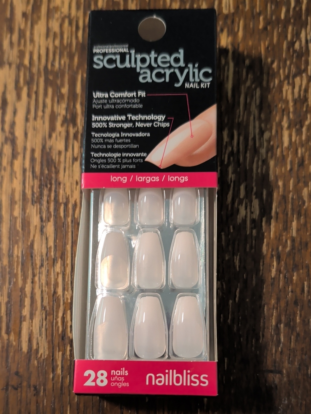 Sculpted Acrylic Long Nail Kit - Natural (28-Pack)